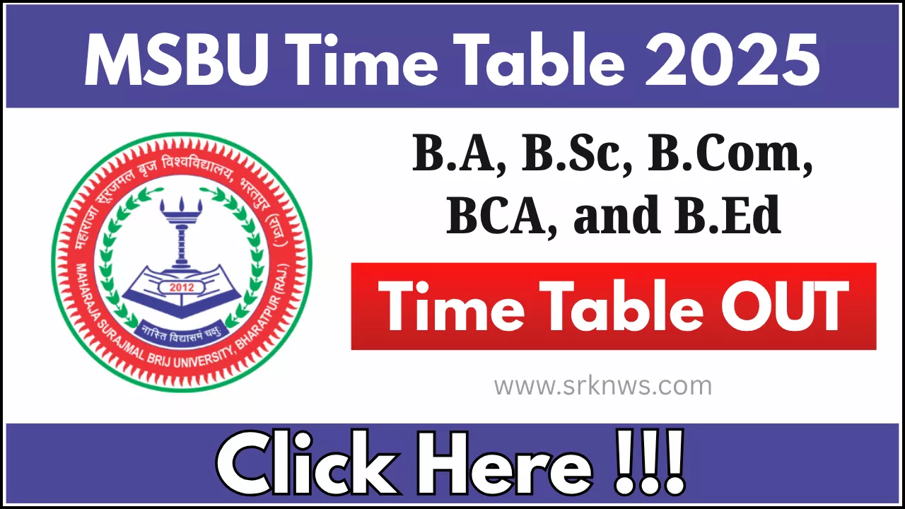 MSBU Time Table 2025