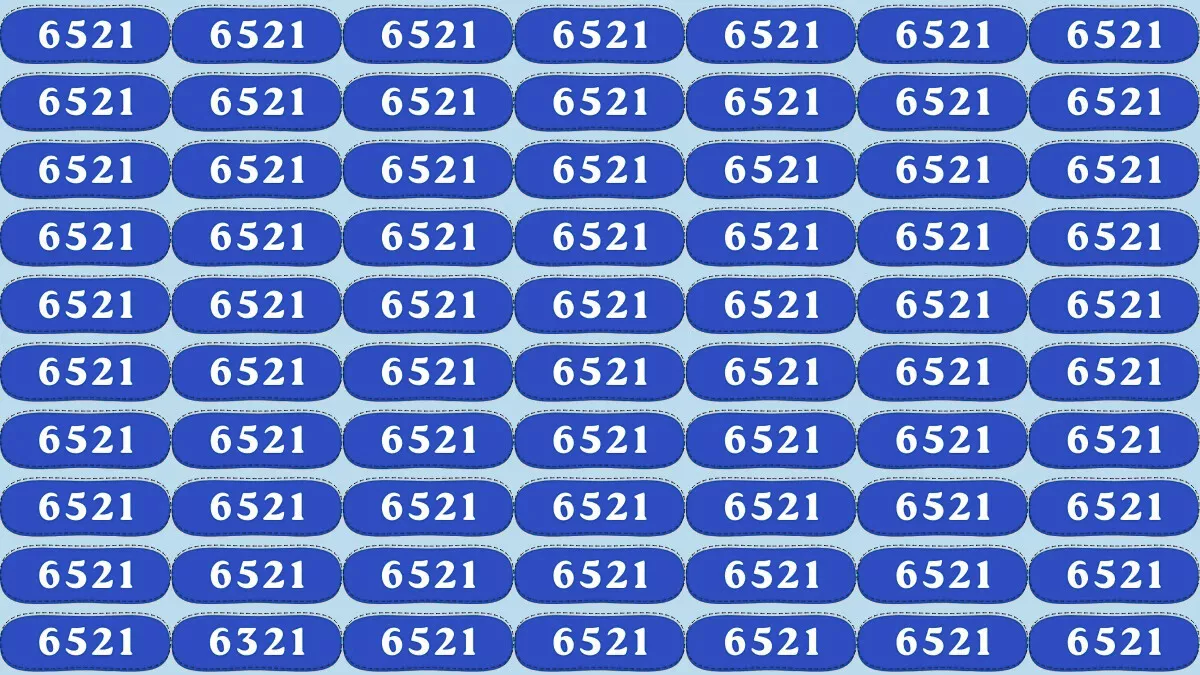 Optical Illusion Puzzle IQ Test - Can You Spot the Number 6321 Hidden Among 6521 in 6 Seconds