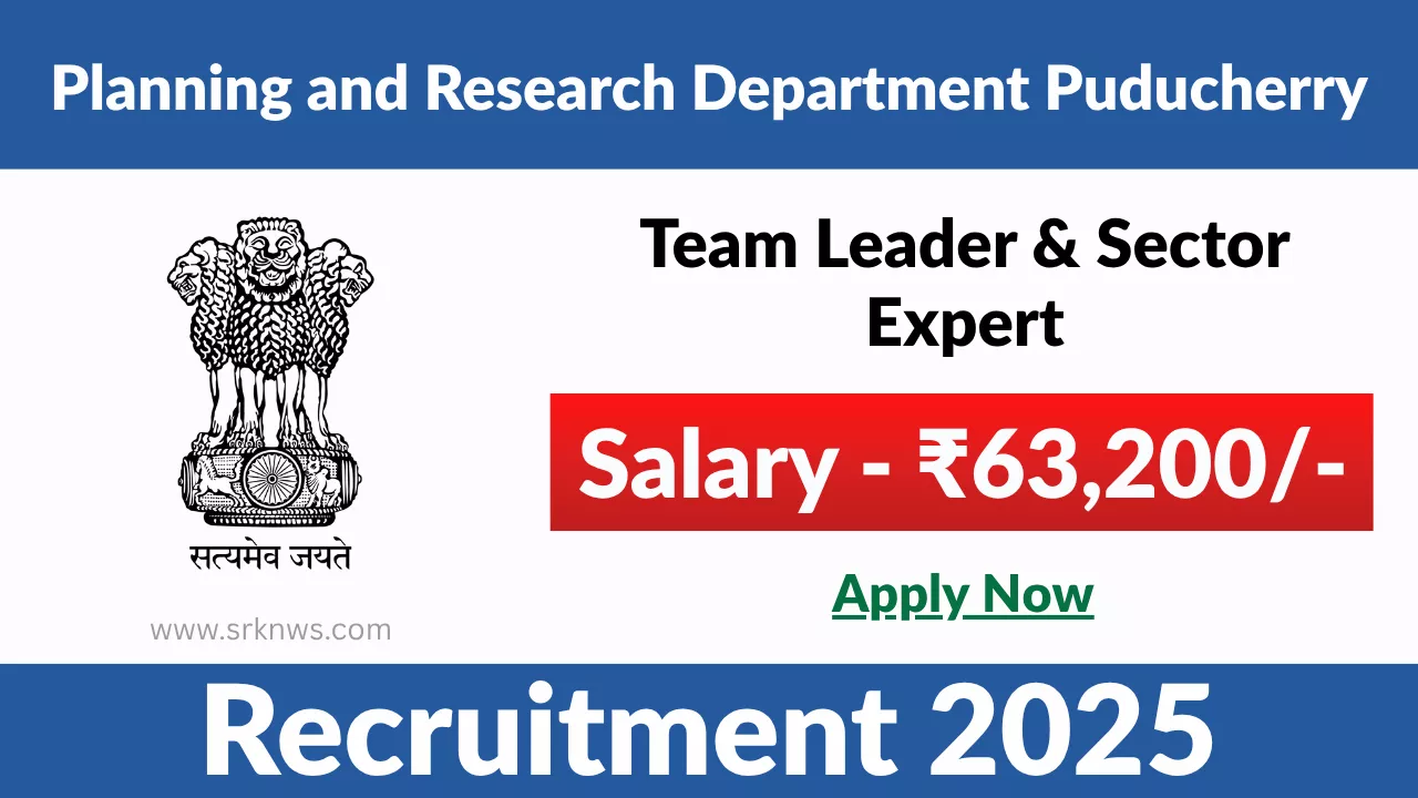 Planning and Research Department Puducherry Recruitment